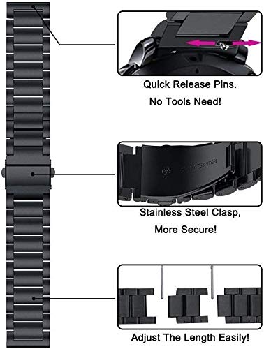 SPGUARD Correa Compatible con Correa Huawei Watch GT2 46mm Huawei Watch GT 2e Correa,Pulsera de Repuesto de Metal de Acero Inoxidable para Huawei GT2 46mm/Huawei GT 2e/Active-Negro