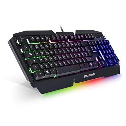 SPIRIT OF GAMER - Teclado Gaming PRO-K5 AZERTY - Semimecánico - 19 Teclas Anti-Efecto Fantasma - RGB - Retroiluminación - Play Modo – PS4 / XBOX ONE / PC / MAC