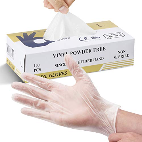 Splashes & Spills, Guantes Desechables no Médicos de Vinilo, Talla L, 100 Unidades por Caja