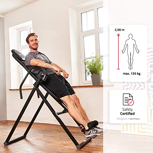 SportPlus Tabla de Inversión con Sistema de Balance Perfecto, Tabla de Gravedad, Max Peso de Usuario 135 Kg, Altura 199 Cm