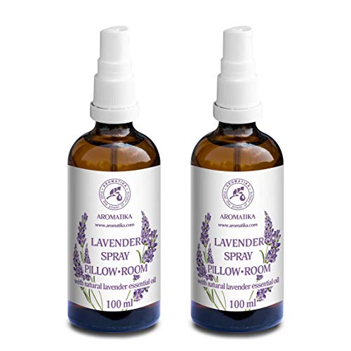 Spray de Aromaterapia de Lavanda 2 x 100ml - 100% Pura Aceite Esencial de Lavanda - Ideal para Yoga - Spray para Almohada - Relajación - Sueño y Spray para Habitación