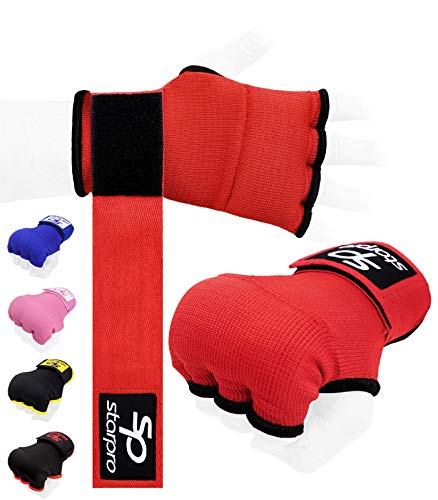 Starpro Guantes Interiores Hook n ’Loop | Guante de algodón y Semi Vendaje | Colores múltiples | Protector de puño Pulgar para Boxeo, Muay Thai Kickboxing Artes Marciales Entrenamiento de Lucha MMA