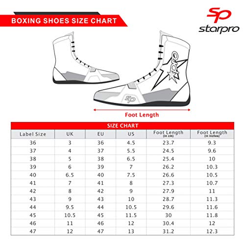 Starpro Superior Boxeo Lucha Zapatos - para Boxeadores, Secado Fresco para Entrenamiento, Ejercicio, Fitness, Artes Marciales, Muay Thai, Suela de Goma con Cordones y Malla Transpirable