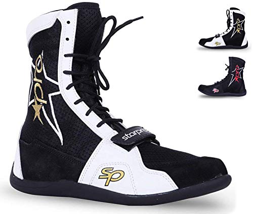 Starpro Superior Boxeo Lucha Zapatos - para Boxeadores, Secado Fresco para Entrenamiento, Ejercicio, Fitness, Artes Marciales, Muay Thai, Suela de Goma con Cordones y Malla Transpirable