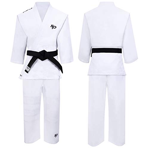 Starpro Traje de Judo Uniforme Entrenamiento - Karate Gi Kit Profesional IJF MMA Artes Marciales Lucha de Taekwondo Kimono Blanco 350g | Mejor para Hombres, Mujeres y Niños | Viene sin cinturón