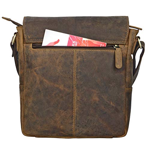 STILORD 'Nevio' Bolsa Bandolera Cuero Hombre pequeño Bolso Mensajero Caballero Bolso Ocio Salir Trabajo Bolso Piel auténtica para Tablet 10.1' iPad, Color:marrón - Medio