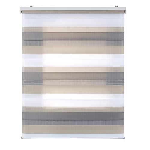 STORESDECO Estor Noche y Día, Estor Enrollable con Doble Tejido para Ventanas y Puertas (160 cm x 180 cm, Tricolor)