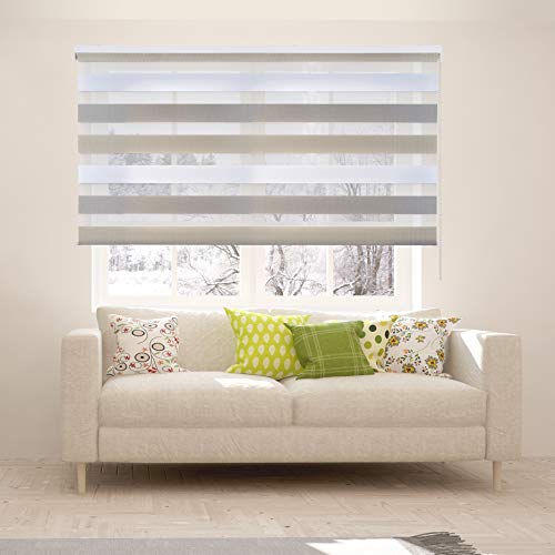 STORESDECO Estor Noche y Día, Estor Enrollable con Doble Tejido para Ventanas y Puertas (160 cm x 180 cm, Tricolor)