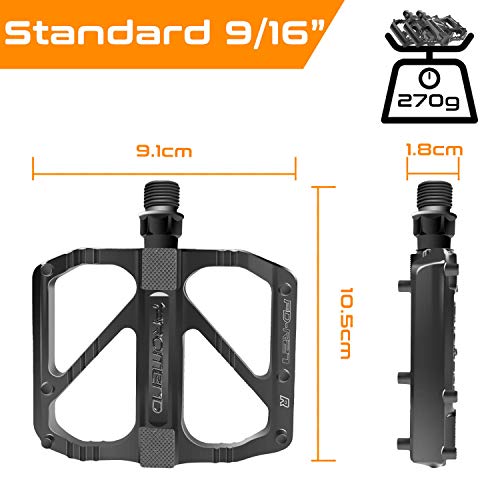 Sugelary Pedales Bicicleta, Pedales Bicicleta Montaña de Aleación de Aluminio Pedal DU 9/16" Pulgadas con Antideslizante Pedal para BMX Bicicleta de Montaña