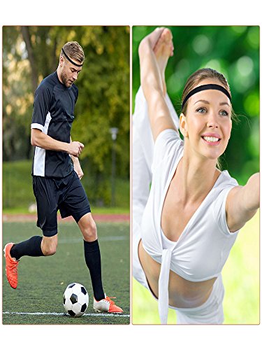 Sumind 4 Piezas de Diadema Deportiva Diadema Elástica Antideslizante Gruesa Banda de Pelo de Fútbol para Mujeres y Hombres, Negro y Blanco