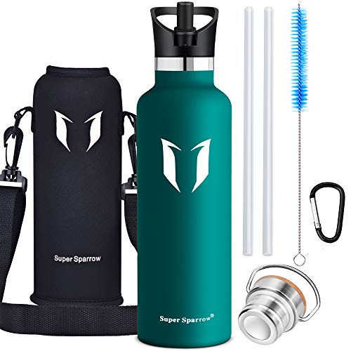 Super Sparrow Botella de agua aislada al vacío de acero inoxidable, diseño de pared doble, boca estándar - 350ml / 500ml / 620ml / 750ml / 1L - sin bpa Botellas - para correr, gimnasio, yoga, ciclismo