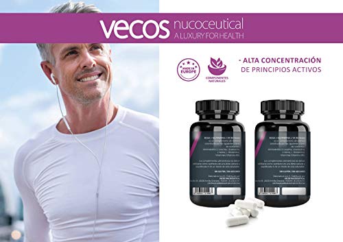 Suplemento deportivo Pre y Post Workout Vecos – BCAA, glutamina y vitamina B6 para el crecimiento y recuperación muscular – 200 cápsulas vegetales – Producto vegano