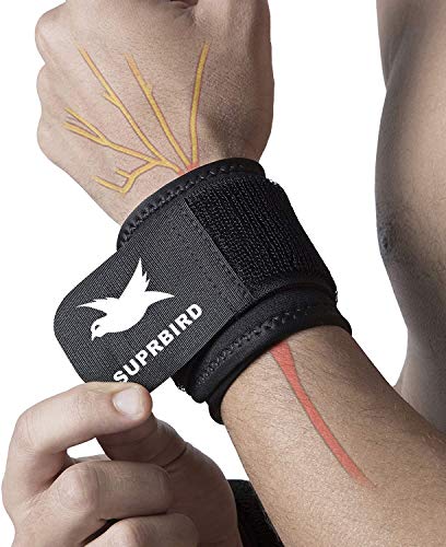 SUPRBIRD 2 Piezas Muñequeras Deportivas, Muñequeras Crossfit Hombre y Mujer para Levantar de Pesas, Gym, Padel, Tenis, Flexiones, Tendinitis, Ortesis de Mano