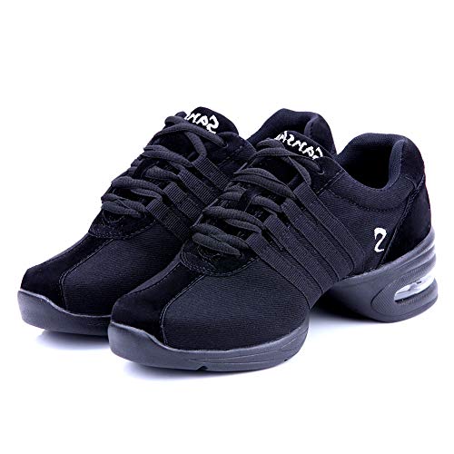 SWDZM Contemporáneo Jazz Zapatos Mujer,Aire Libre Deportes Danza,Moderno Hip Hop Sneaker Zapatillas de Danza Negro+Rojo 39EU/24.5CM