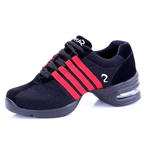 SWDZM Contemporáneo Jazz Zapatos Mujer,Aire Libre Deportes Danza,Moderno Hip Hop Sneaker Zapatillas de Danza Negro+Rojo 39EU/24.5CM