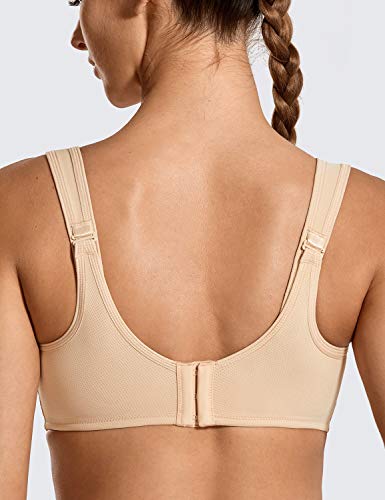 SYROKAN - Sujetador Deportivo con Aros Preformado Tallas Grandes Run para Mujer Beige ES:105C (EU 90C)