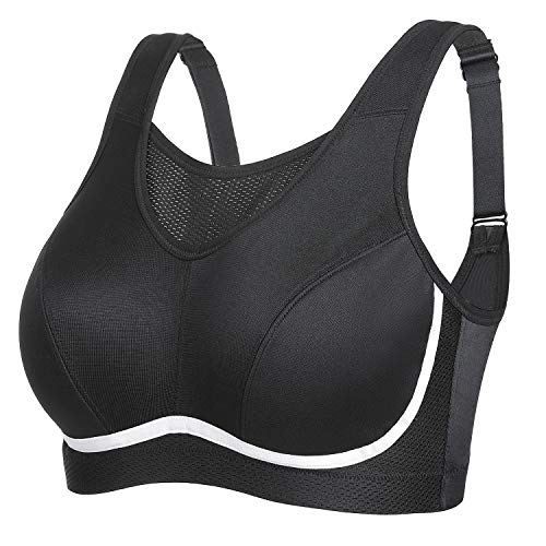 SYROKAN - Sujetador Deportivo para Mujer Sujetador Sport Medium Tallas Grandes Negro# 120G