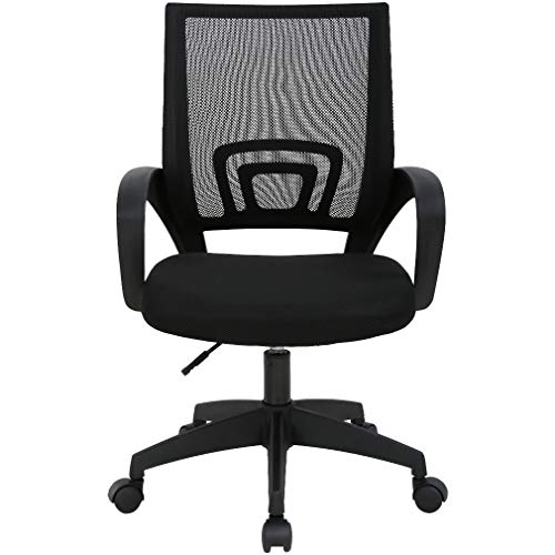 T-LoVendo TY-H03-BLACK Silla de Oficina con Soporte Lumbar, Negro