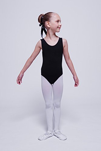 tanzmuster Maillot de Ballet 'Lissy sin Mangas para niñas en Negro, 140/146 (11-12 años)