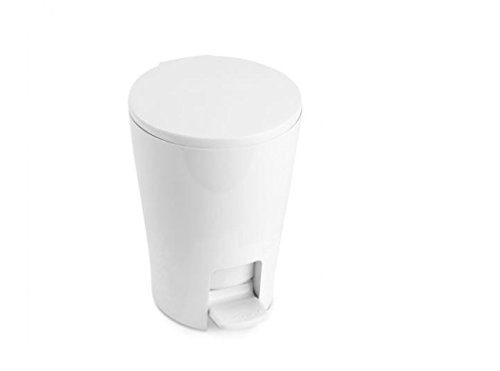 TATAY 4434901 - Diábolo Cubo de baño con apertura a pedal, 5 litros de capacidad, PP, Blanco, 19.00x21.00x28.20 cm