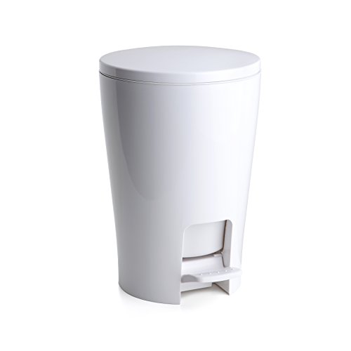 TATAY 4434901 - Diábolo Cubo de baño con apertura a pedal, 5 litros de capacidad, PP, Blanco, 19.00x21.00x28.20 cm