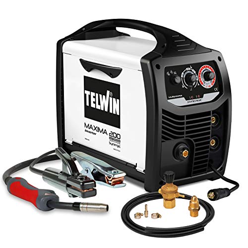 Telwin Ready Kit: soldadora inverter multiproceso Maxima 200 con accesorios de soldadura Flux / MMA / Mig-Mag