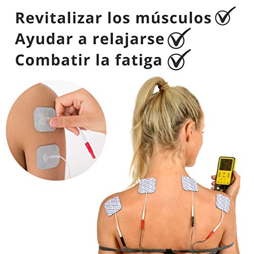 Tenscare Sports Tens 2+ Paquete de 12 Electrodos - Dispositivo de electroestimulación con Masaje, TENS, EMS y programas manuales. Para alivio del dolor, tonificación y relajación muscular.