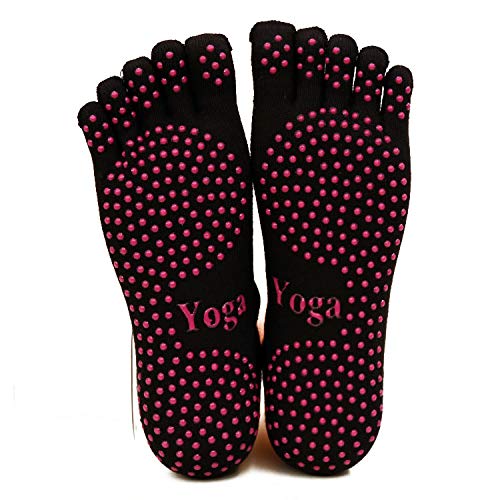 ThreeH Yoga Calcetines Antideslizantes Cinco dedos para mujeres Yoga Pilates Dance Ballet 2 pares Tamaño4.5-7