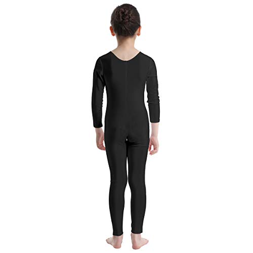 TiaoBug Bodies Jumpsuit Mono para Danza Gimnasia Rítmica Leotardo Body Básico Clásico Manga Larga para Ballet Deporte Niñas Niños 5-12 Años Negro 10-12 Años