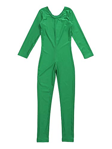 TiaoBug Bodies Jumpsuit Mono para Danza Gimnasia Rítmica Leotardo Body Básico Clásico Manga Larga para Ballet Deporte Niñas Niños 5-12 Años Verde 5-6 Años