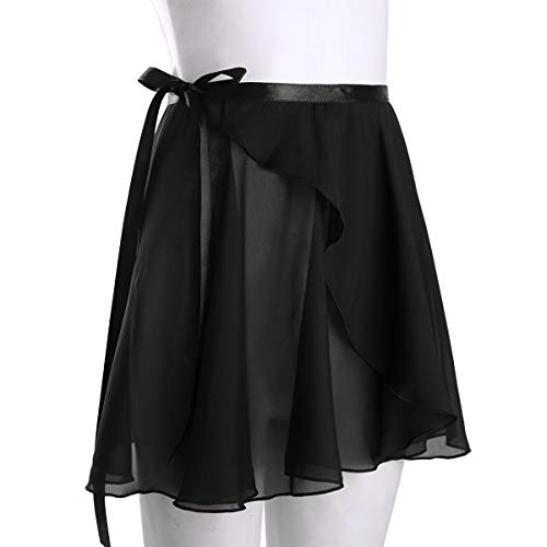 TiaoBug Falda de Gasa Deportiva Niñas para Danza Ballet Gimnasia Patinaje Niñas Infántil y Mujer Adulta con Cinturilla para Leotardo Maillot Deporte Negro One Size