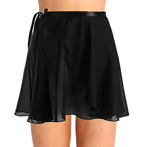 TiaoBug Falda de Gasa Deportiva Niñas para Danza Ballet Gimnasia Patinaje Niñas Infántil y Mujer Adulta con Cinturilla para Leotardo Maillot Deporte Negro One Size