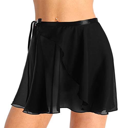 TiaoBug Falda de Gasa Deportiva Niñas para Danza Ballet Gimnasia Patinaje Niñas Infántil y Mujer Adulta con Cinturilla para Leotardo Maillot Deporte Negro One Size