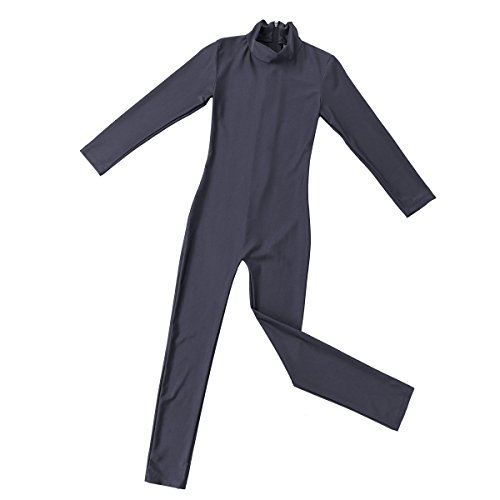 TiaoBug Maillot de Gimnasia para Niña Mono de Danza Fitness Gym Maillots Jumpsuit Deportivo Manga Larga Elástica Leotardo Ballet Patinaje Niña Dark Gray 8-10 Años