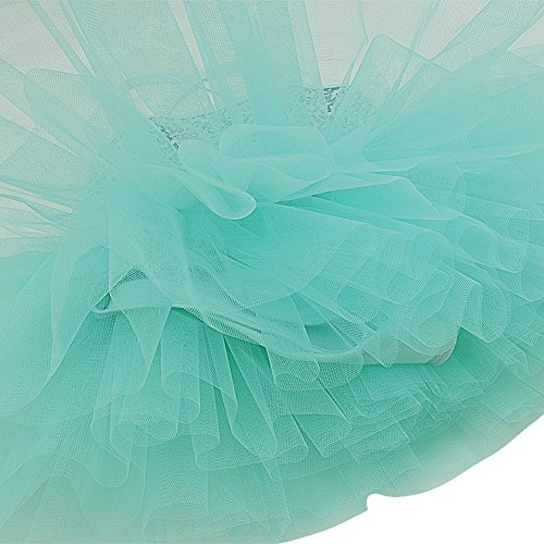 TiaoBug Niñas Maillots de Danza Ballet Vestido con Lentejuelas para Fiestas Leotardo Algodón con Tutú Infántil con Braga Interior para Niños 2-14 Años Turquesa 5-6 años