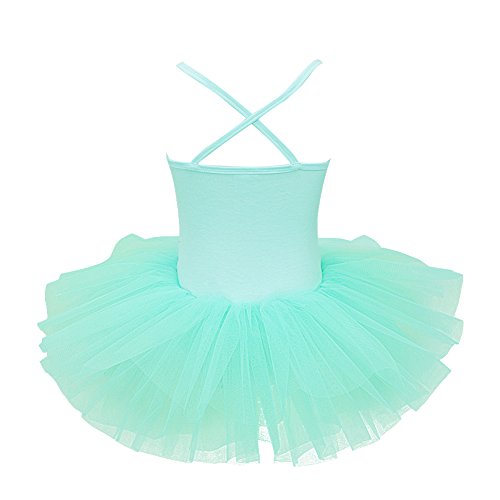 TiaoBug Niñas Maillots de Danza Ballet Vestido con Lentejuelas para Fiestas Leotardo Algodón con Tutú Infántil con Braga Interior para Niños 2-14 Años Turquesa 5-6 años