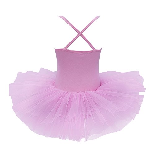 TiaoBug Niñas Maillots de Danza Ballet Vestido con Lentejuelas para Fiestas Leotardo Algodón con Tutú Infántil con Braga Interior para Niños 2-14 Años Rosa A 6-7 años