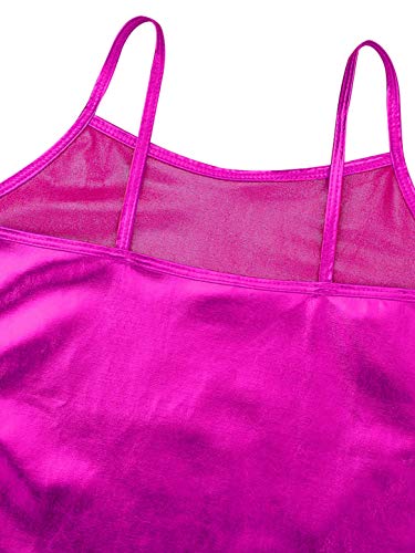 TiaoBug Traje para Danza Jazz Maillot Gimnasia Rítmica Niñas Ropa Conjunto Deportivo Chaleco Leggings Metálico Brillante Actuación 4-12 Años Hot Pink 10 años