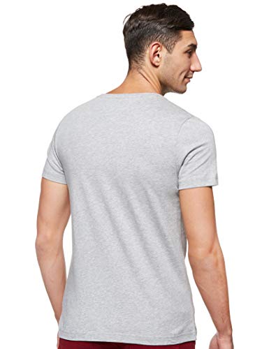 Tommy Hilfiger Logo T-Shirt Camiseta Informal, Gris (Cloud Htr 501), Large para Hombre