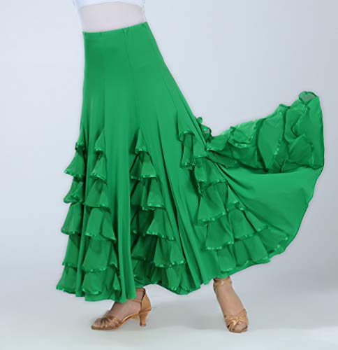 Tookang Flamenco Falda Grande del Columpio Vestido de Baile Moderno Tutu con Lentejuelas de Malla Baile de Salón