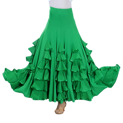 Tookang Flamenco Falda Grande del Columpio Vestido de Baile Moderno Tutu con Lentejuelas de Malla Baile de Salón