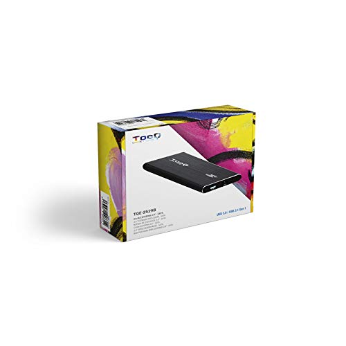 TooQ TQE-2529B - Carcasa para Discos Duros HDD de 2.5", (SATA I/II/III de hasta 7.0 mm de Alto, USB 3.0), Aluminio, indicador LED, Color Negro, 80 grs.