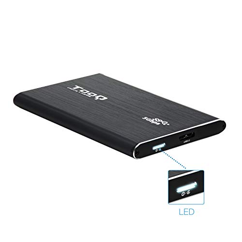 TooQ TQE-2529B - Carcasa para Discos Duros HDD de 2.5", (SATA I/II/III de hasta 7.0 mm de Alto, USB 3.0), Aluminio, indicador LED, Color Negro, 80 grs.