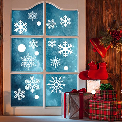 Toyvian Vinilos de Navidad para Ventana de Copo de Nieve Vinilos de Escaparates para Dormitorio Infantil Pegatinas de Navidad Adornos para Ventanas Pared 48 Piezas