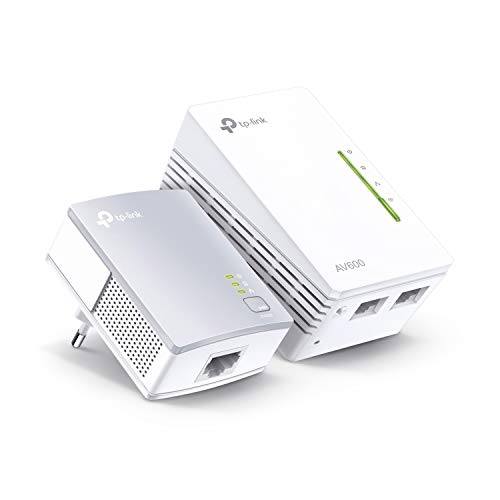 TP-Link TL-WPA4220 KIT - 2 Adaptadores de Comunicación por Línea Eléctrica (WiFi AV 600 Mbps, PLC con WiFi, Extensor, Repetidores de Red, Amplificador y Cobertura Internet, 3 Puertos, Cable Ethernet)