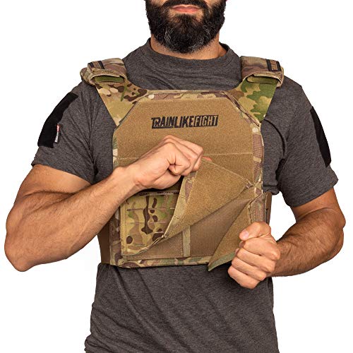 TRAINLIKEFIGHT Metcon Tactical Vest MTV - Chaleco Lastrado Ajustable para Entrenamiento, Crossfit, calistenia o Fitness (Apto para Placas lastradas - NO Incluidas) (Camo - Allterrain)