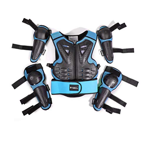 Traje de protección para niños de 5 a 13 años de edad, para motocross, ciclismo, esquí, patinaje sobre ruedas, Azul y negro.