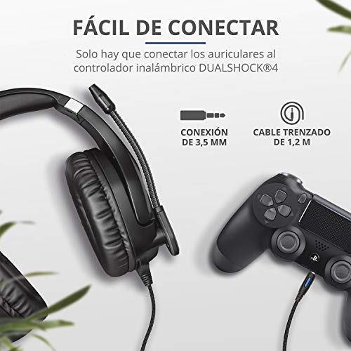 Trust Gaming Cascos PS4 y PS5 Auriculares de Gaming GXT 488 Forze, Licencia Oficial para PlayStation, Micrófono Plegable, Altavoces Activos de 50 mm, Cable Trenzado de Nailon de 1.2 m, Negro