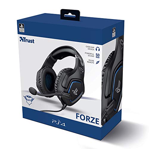 Trust Gaming Cascos PS4 y PS5 Auriculares de Gaming GXT 488 Forze, Licencia Oficial para PlayStation, Micrófono Plegable, Altavoces Activos de 50 mm, Cable Trenzado de Nailon de 1.2 m, Negro