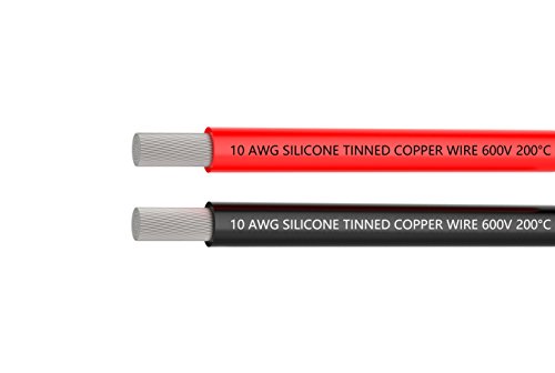 TUOFEG Cable de silicona de calibre 10 Hook Up alambre cable 3 m [1.5 m negro y 1.5 m rojo] suave y Flexible 400 hilos 0,08 mm de alambre de cobre estañado alta resistencia a la temperatura